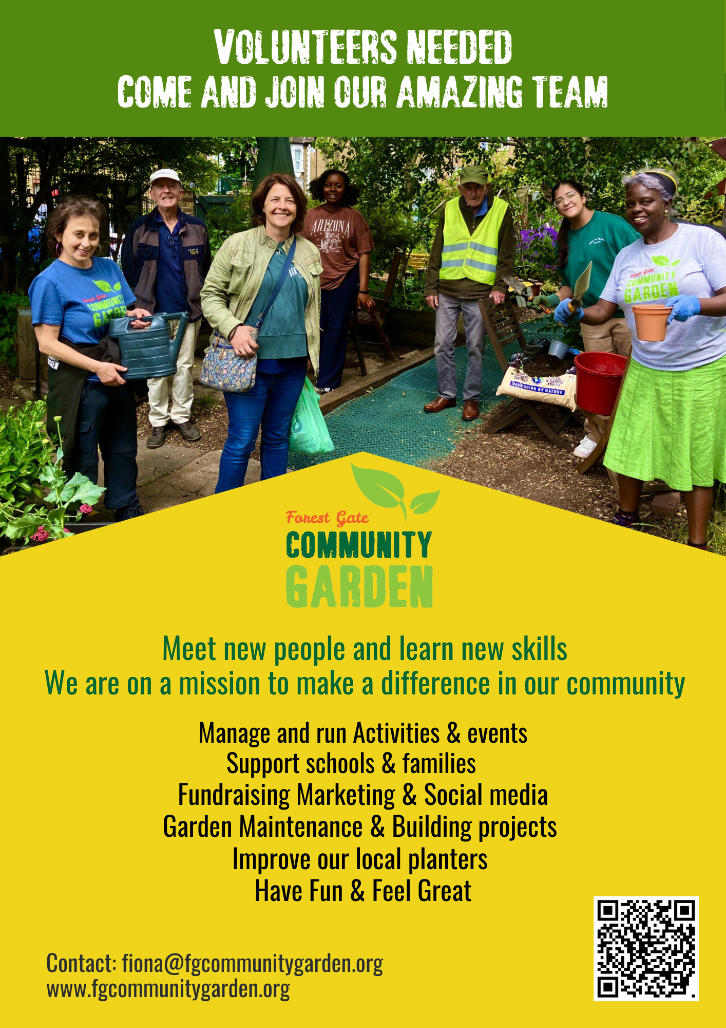 advertisement for Garden Volunteers to join us