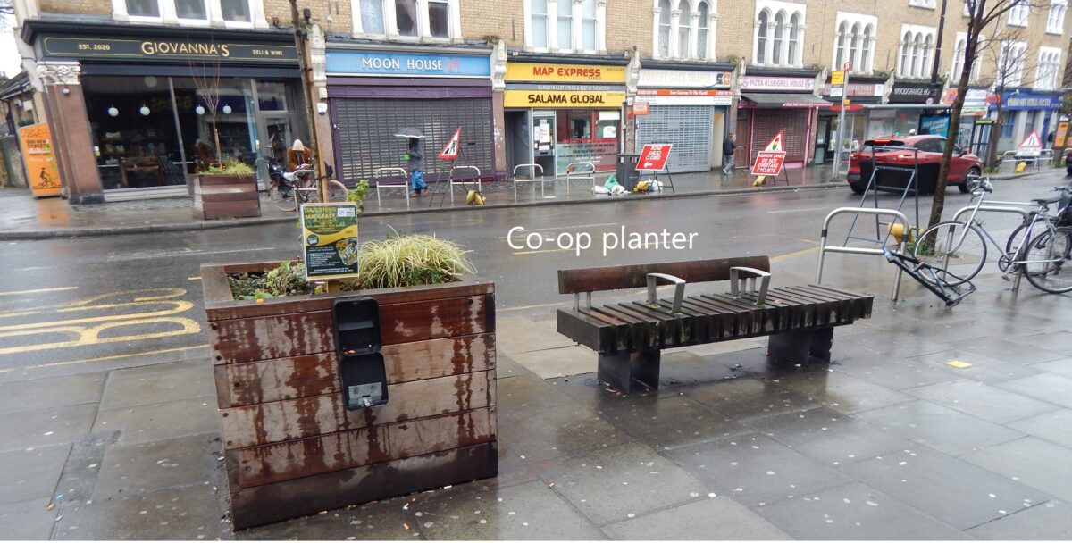 the Co-op street planter in Forest Gate